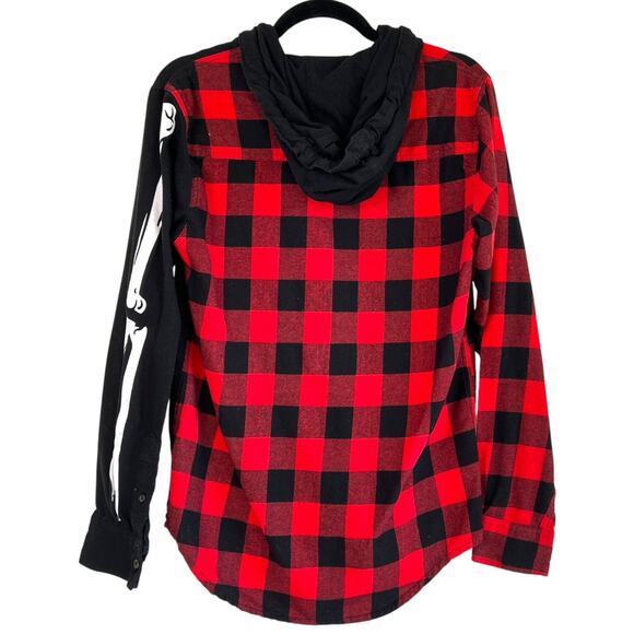 Rue 21 x Dark Sundaze Mens 2022 Halloween Flannel Hoodie Size Small Skeleton - Picture 2 of 5